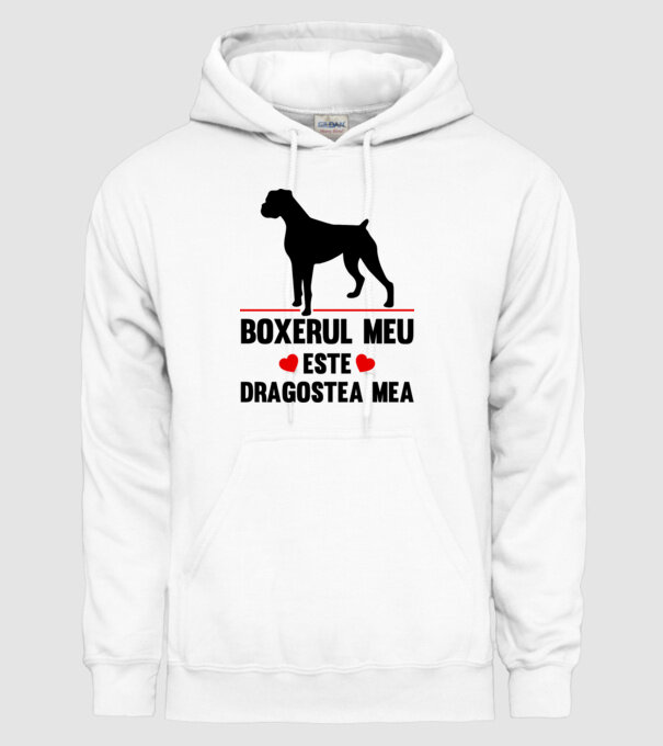 boxerul meu este dragostea mea model alb pe tricou