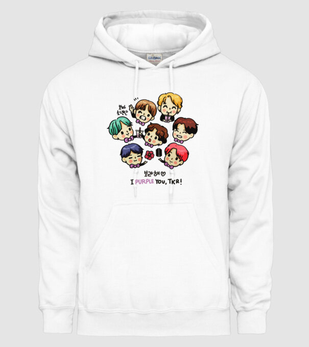 BTS chibi model alb pe tricou