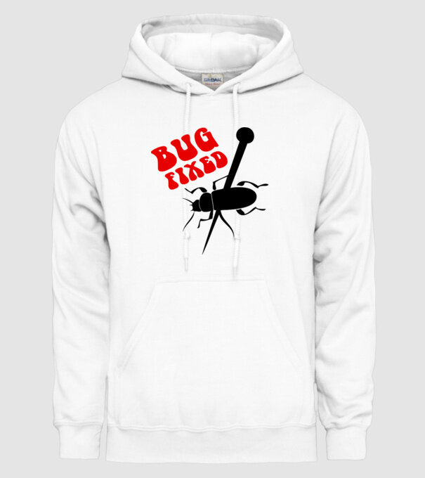 Bug fixed model alb pe tricou
