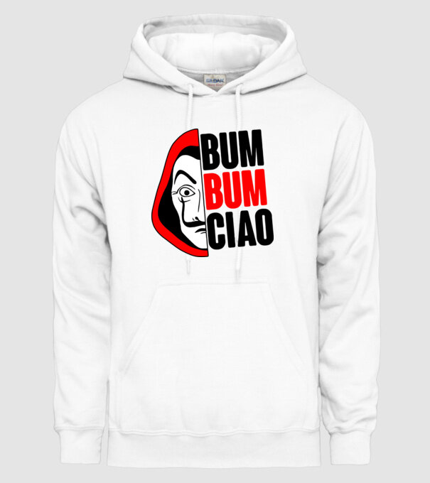 bumbum ciao money heist model alb pe tricou