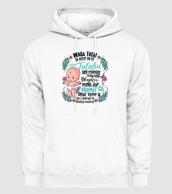 Dragă tată! În acest an de Ziua Tatălui am rămas în burtica mamei mele model alb pe tricou