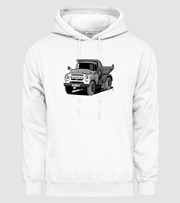 Camioane model alb pe tricou