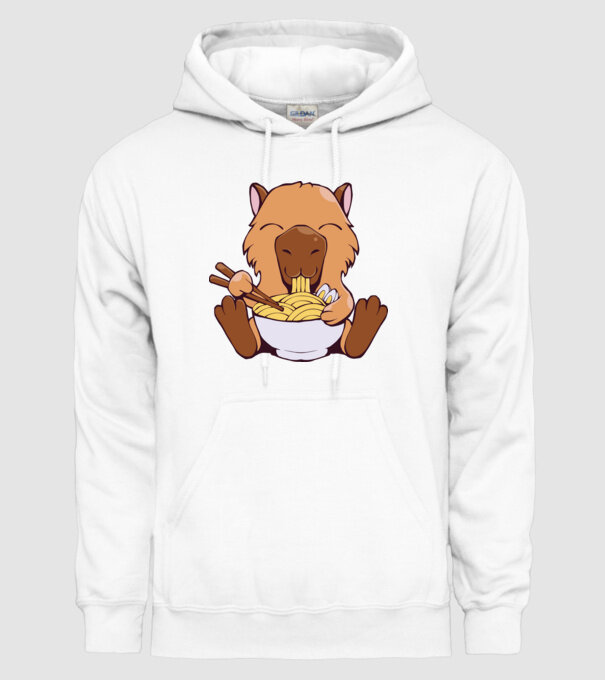 Capibară Ramen model alb pe tricou