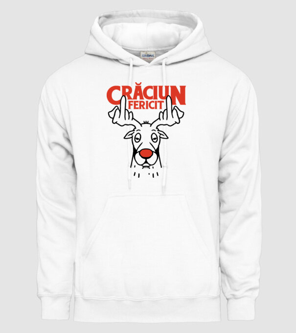 Căprioară de Crăciun antisocială model alb pe tricou