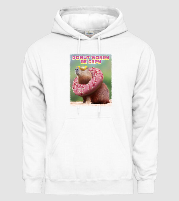 Capybara Donut worry be capy model alb pe tricou