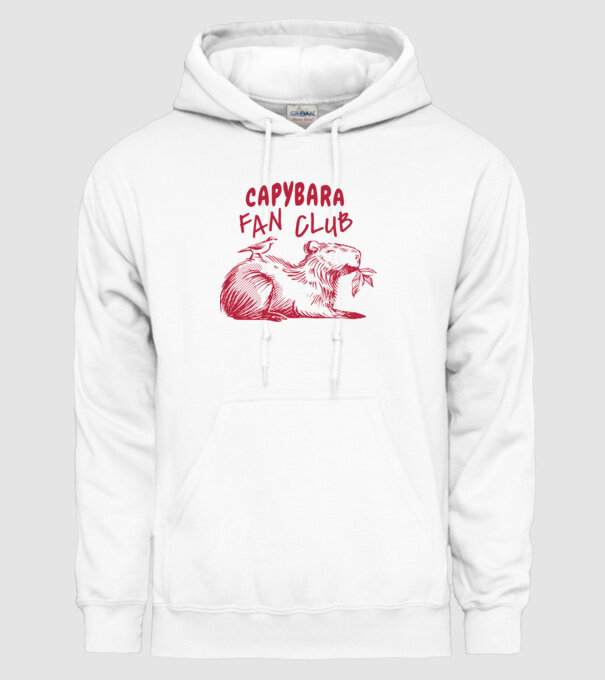 Capybara fan club model alb pe tricou