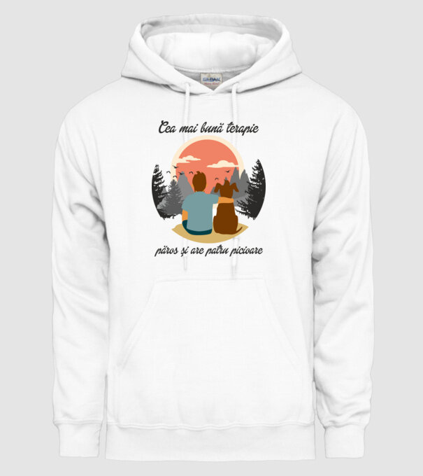 cea mai bună terapie - păros și are patru picioare model alb pe tricou