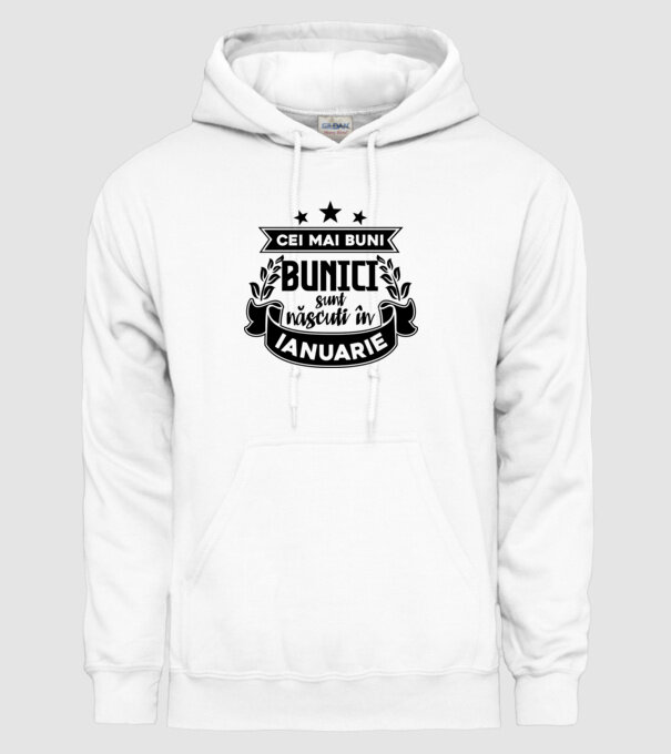 Cei mai BUNI BUNICI sunt născuți în ianuarie model alb pe tricou