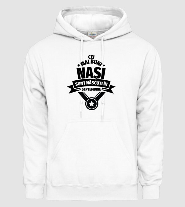 Cei mai buni nași sunt născuți în septembrie. model alb pe tricou