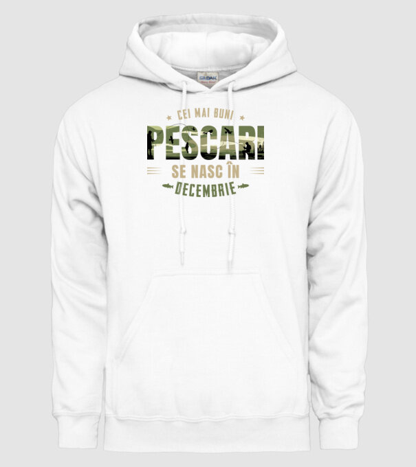 Cei mai buni pescari se nasc în decembrie model alb pe tricou