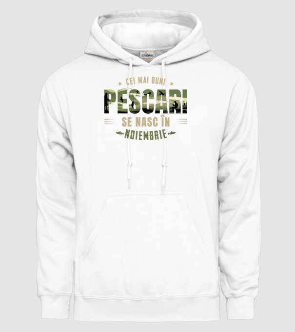 Cei mai buni pescari se nasc în noiembrie model alb pe tricou