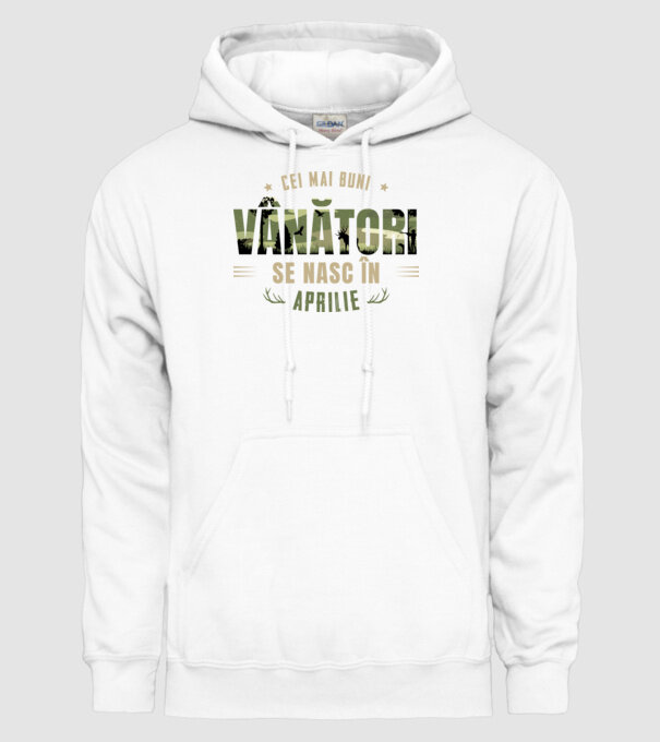 Cei mai buni vânători se nasc în aprilie model alb pe tricou