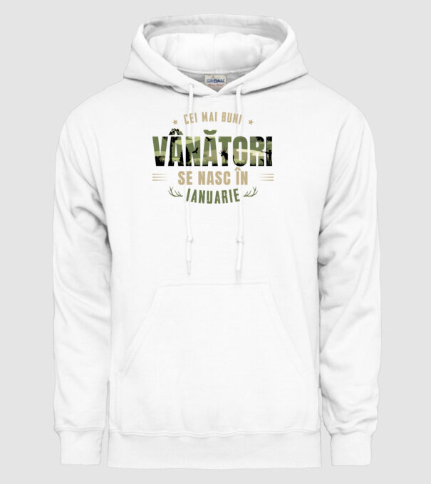 Cei mai buni vânători se nasc în ianuarie model alb pe tricou