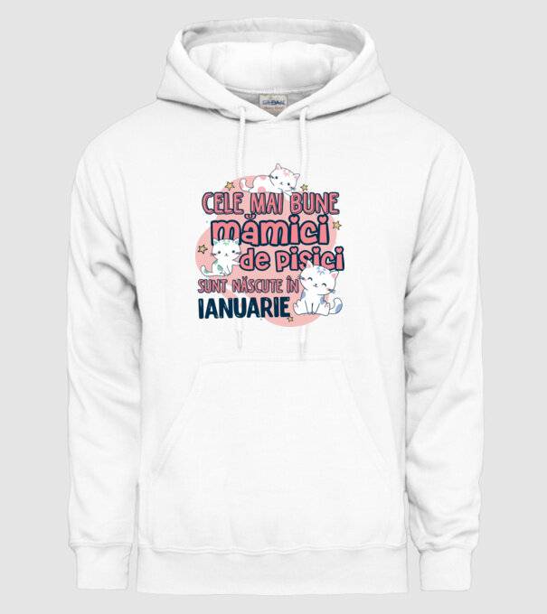 Cele mai bune mămici de pisici ianuarie model alb pe tricou
