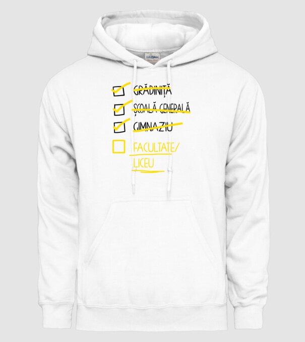 Cheklist educație - Gimnaziu alb model alb pe tricou