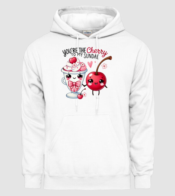 Cherry to my Sunday model alb pe tricou