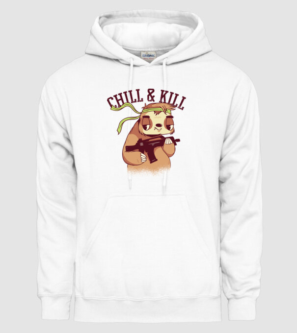 chill and kill model alb pe tricou