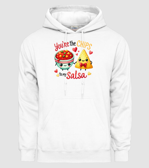 Chips to my Salsa model alb pe tricou