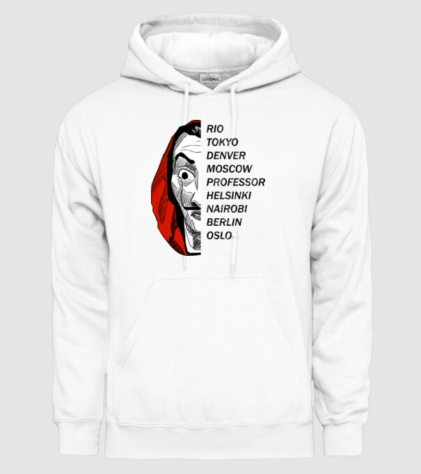 classic logo money heist white model alb pe tricou