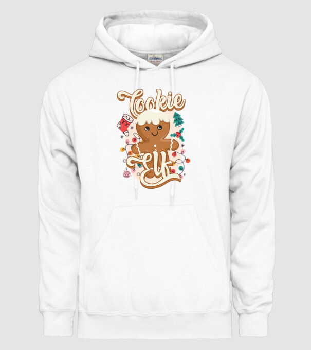 Cookie elf model alb pe tricou