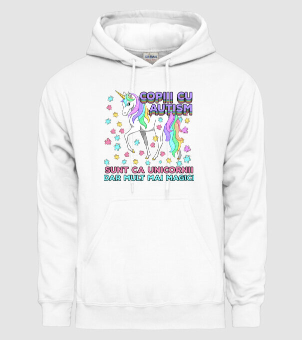 Copiii cu autism sunt ca unicornii, dar mult mai magici model alb pe tricou