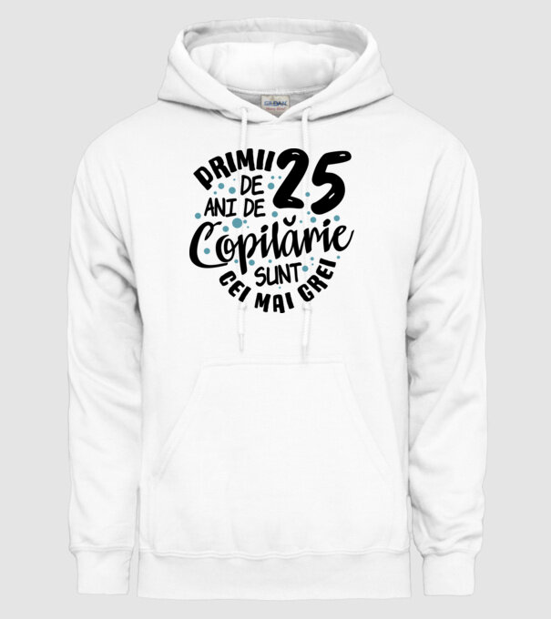Copilărie 25 de ani model alb pe tricou