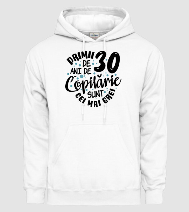 Copilărie 30 de ani model alb pe tricou