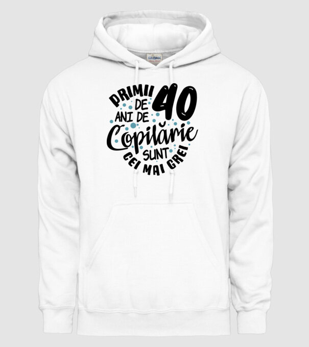 Copilărie 40 de ani model alb pe tricou