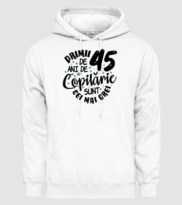 Copilărie 45 de ani model alb pe tricou