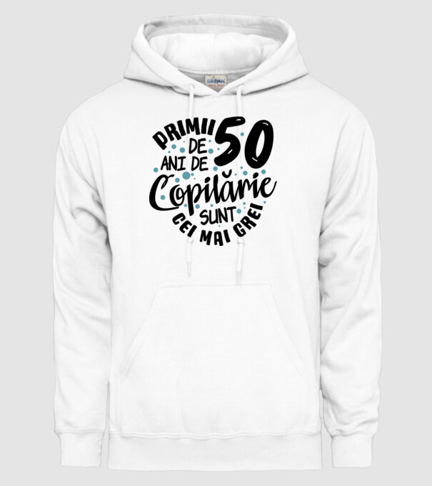 Copilărie 50 de ani model alb pe tricou