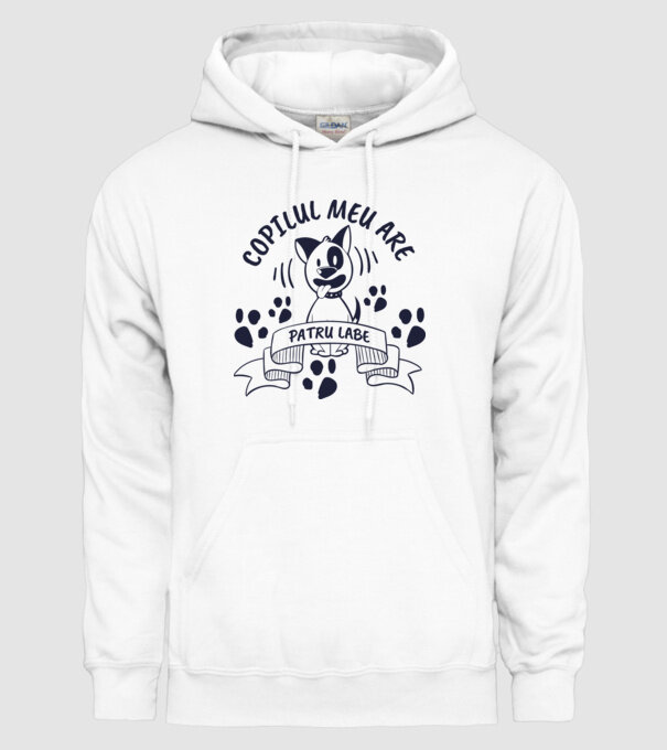 Copilul meu are patru labe model alb pe tricou