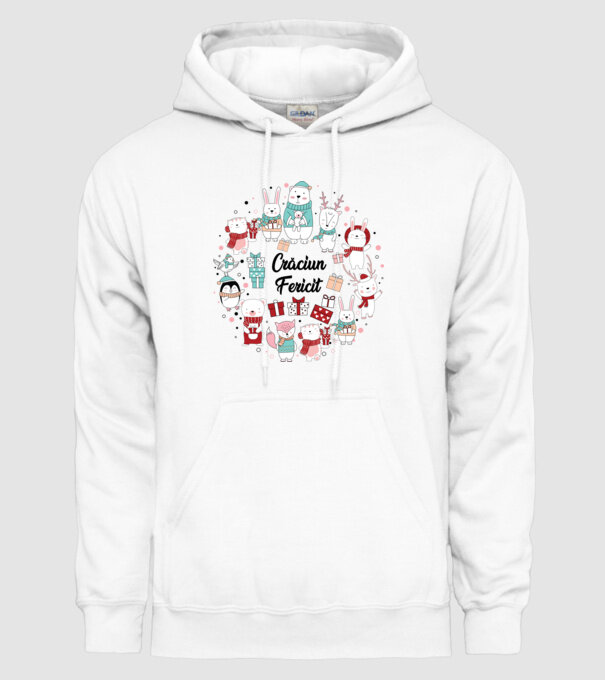 Crăciun Fericit model alb pe tricou