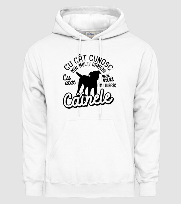 Cu cât cunosc mai mulți oameni, cu atât mai mult îmi iubesc câinele model alb pe tricou