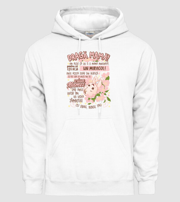 Cu drag, bebele tău model alb pe tricou