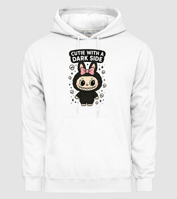Cutie with a dark side model alb pe tricou