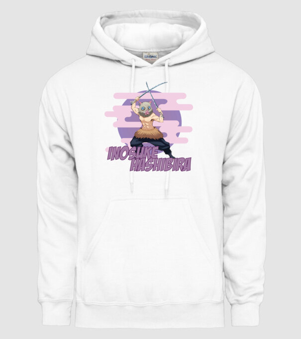 Demon Slayer Inosuke model alb pe tricou
