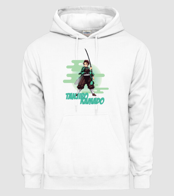 Demon Slayer Tanjiro model alb pe tricou
