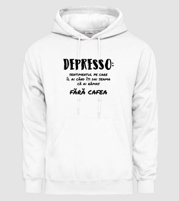 depresie: sentimentul pe care îl ai când îți dai seama că ai rămas fără cafea model alb pe tricou