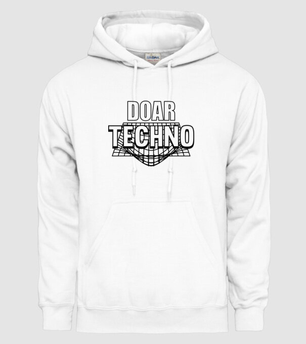 Doar techno model alb pe tricou