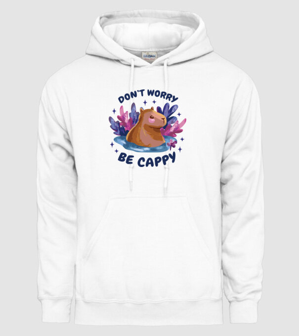 Don't worry be Cappy - capibară model alb pe tricou