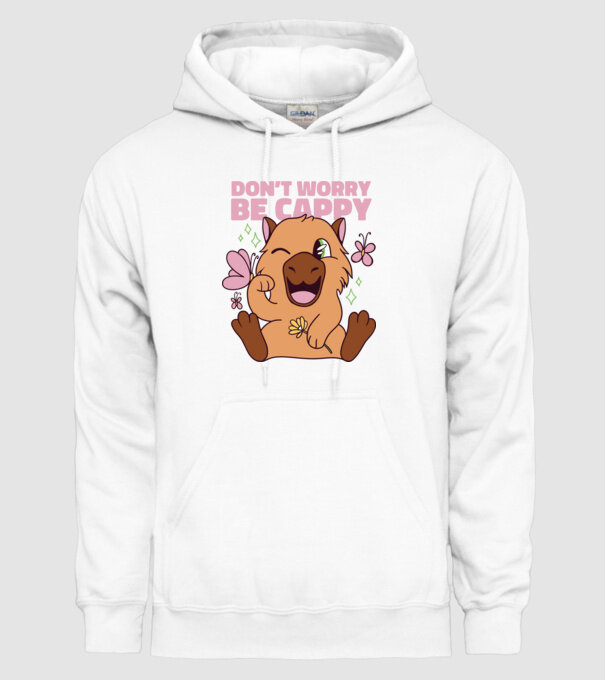 Don't worry be cappy - capibară model alb pe tricou