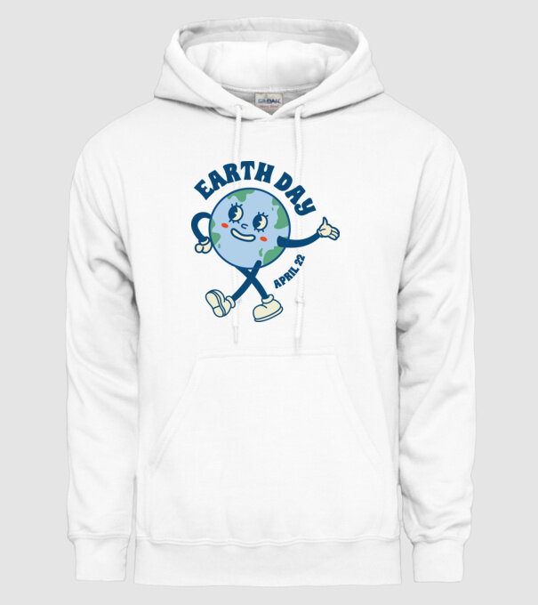 Earth Day model alb pe tricou