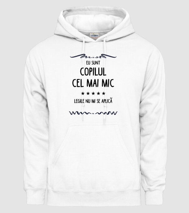 Eu sunt copilul cel mai mic, legile nu mi se aplică model alb pe tricou