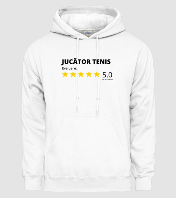 Evaluare 5 JUCĂTOR de TENIS model alb pe tricou