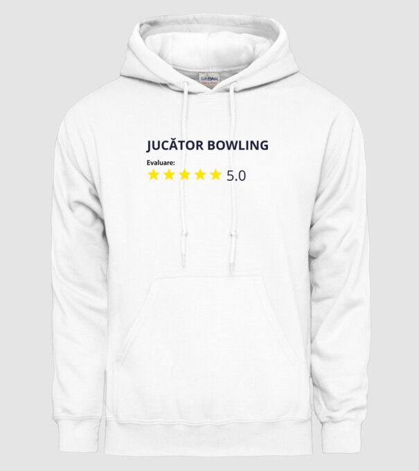 evaluare: jucător bowling de 5 stele model alb pe tricou