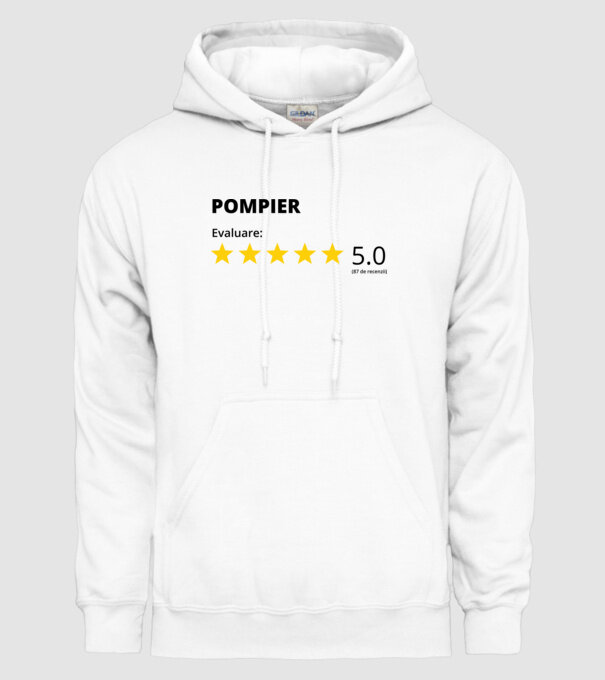 Evaluare - POMPIER model alb pe tricou