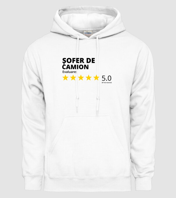 Evaluare - ȘOFER DE CAMION model alb pe tricou