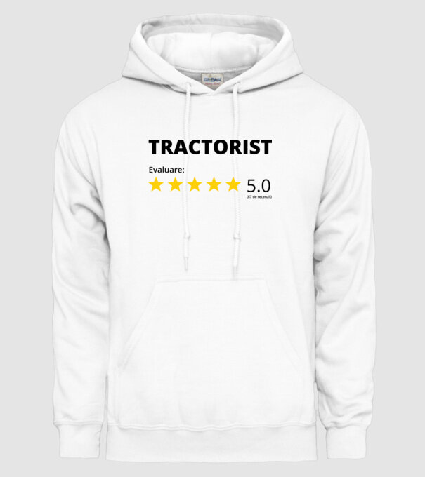 Evaluare - TRACTORIST model alb pe tricou