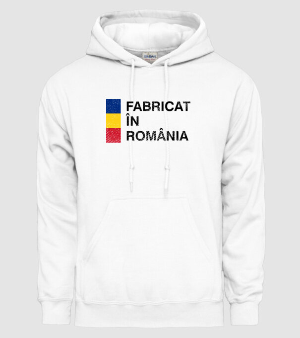 Fabricat în România model alb pe tricou