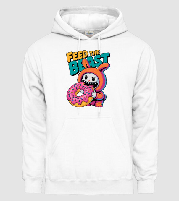 Feed the beast model alb pe tricou
